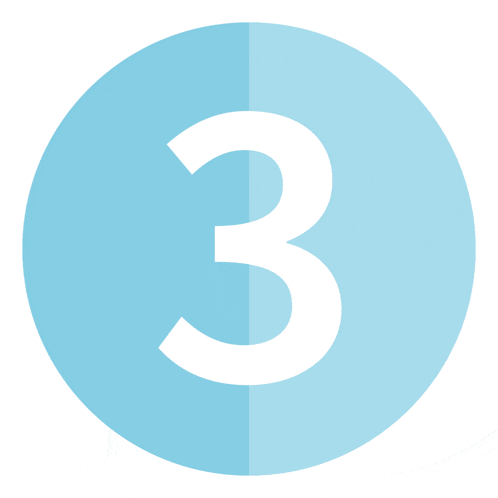 a blue circle with a white number three inside of it