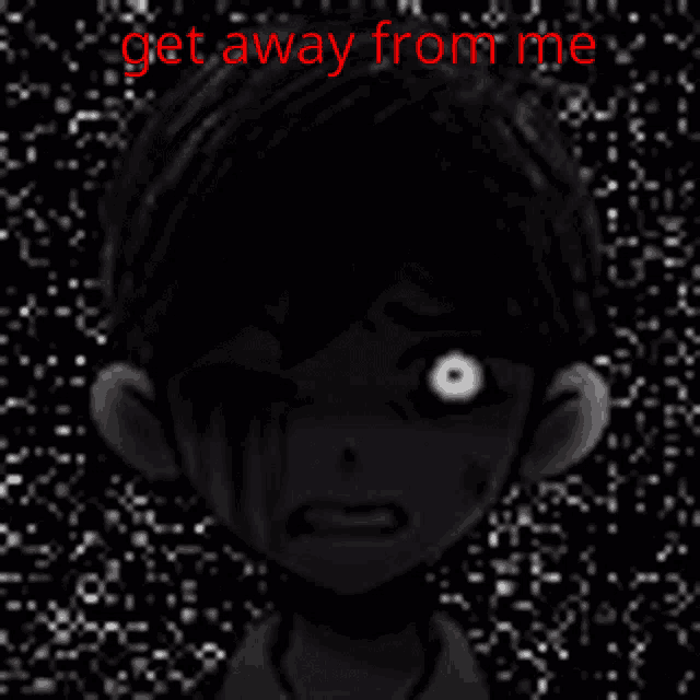 a black and white image of a person with the words " get away from me "