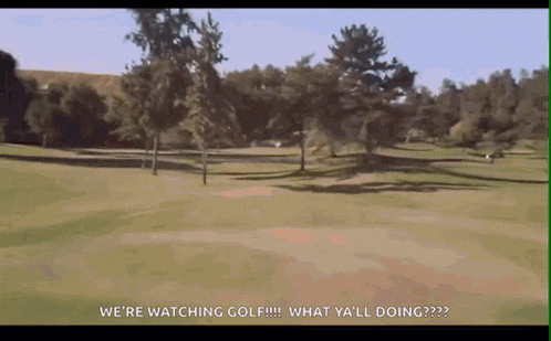 a video of a golf course with the words " we 're watching golf "
