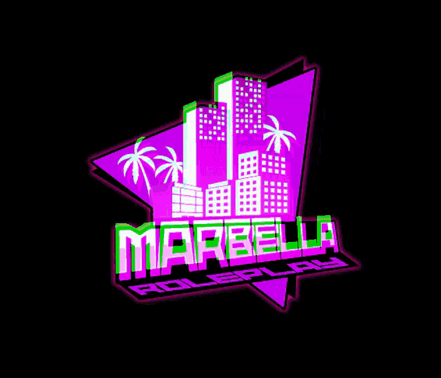 a sign that says marbella on it with palm trees in the background