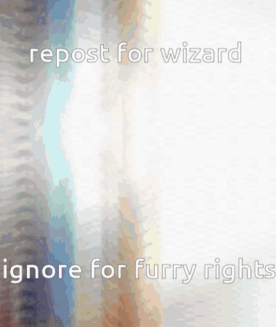 a blurry picture of a person with the words repost for wizard ignore for furry rights on the bottom