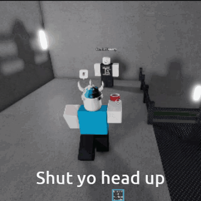 a screenshot of a video game with the words shut yo head up at the bottom