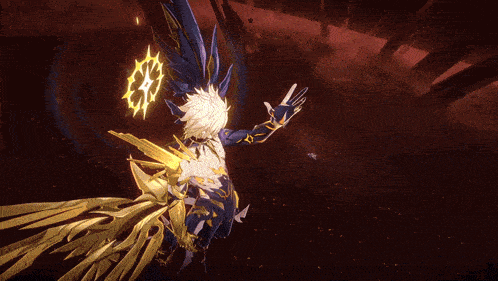 a cartoon character with wings and a glowing star around his head