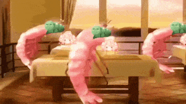 a group of shrimp are sitting on a table with a book on it .