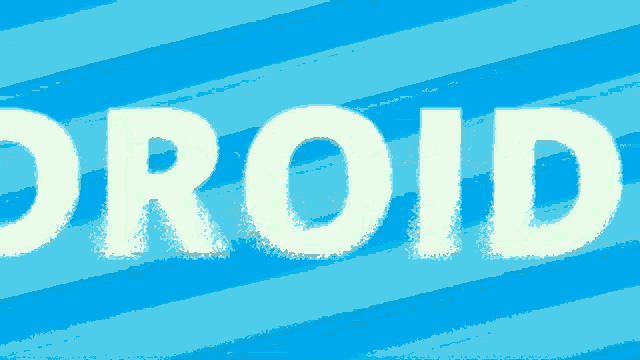 the word droid is on a blue and white background