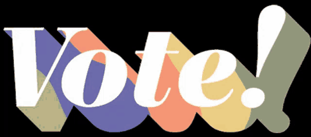 the word vote is written in white letters on a colorful background