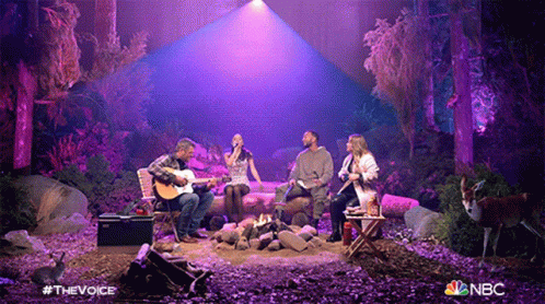 Singing By The Campfire The Voice GIF - Singing By The Campfire The Voice Jamming By The Campfire GIFs