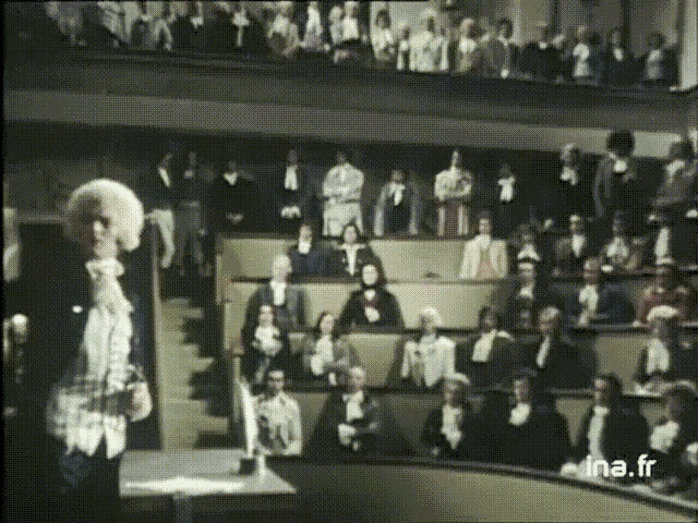 a man stands in front of a crowd of people with the letters ina.fr on the bottom