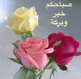a bunch of pink and yellow roses with arabic writing on them