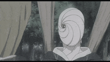 a black and white cartoon of a person with a swirl on their head .