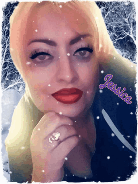 a woman with the name jessica on her face
