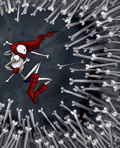 a cartoon drawing of a skeleton surrounded by bones with the year 2012 at the bottom