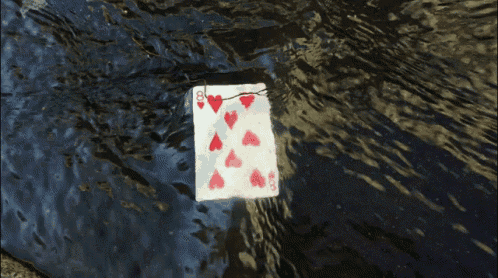 a playing card with the number eight on it is floating in the water