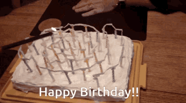 a birthday cake with candles and the words happy birthday