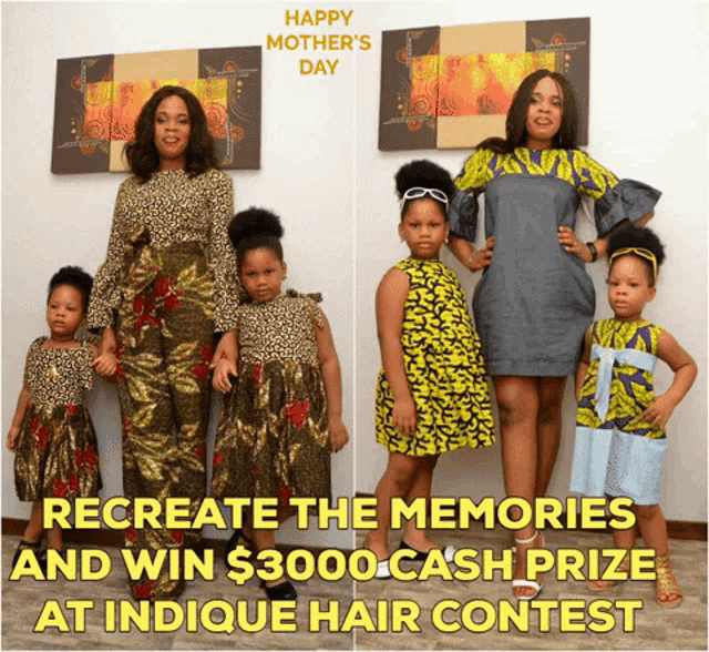 a happy mother 's day advertisement with two women and two children