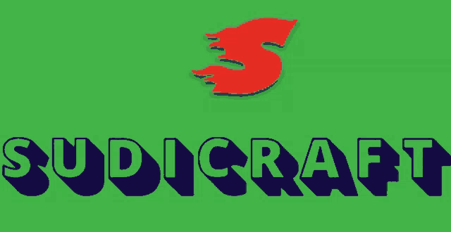 a green background with the word sudicraft in blue