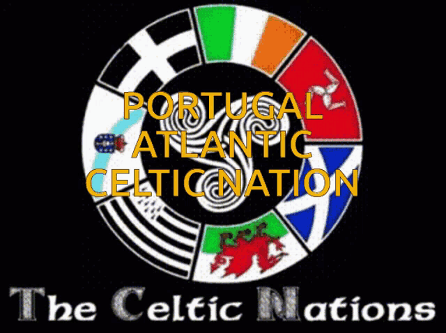 a logo for portugal atlantic celtic nation with flags