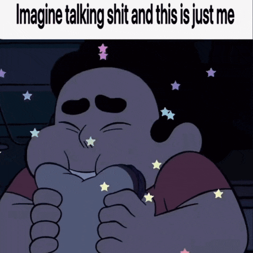 a cartoon of a man with stars on his face and the words imagine talking shit and this is just me