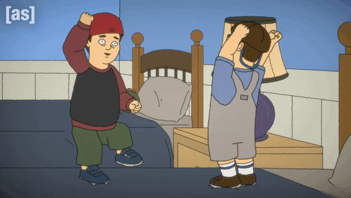 a cartoon of two boys standing next to each other with the letters [ as ] on the bottom right