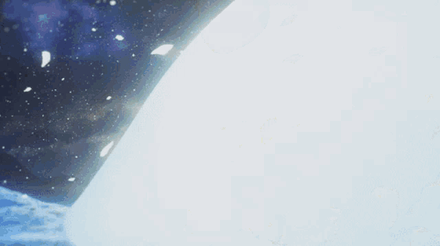 a painting of a whale flying through space with a yellow sun in the background