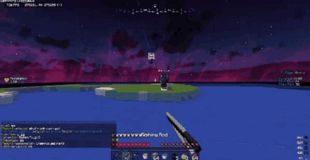 a screenshot of a minecraft game with a red white and gray square