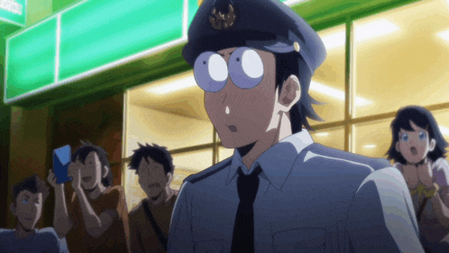 a man wearing glasses and a hat stands in front of a store with a sign that says ' convenience store '