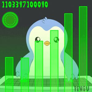 a cartoon penguin is looking at a graph with the numbers 11032171000090