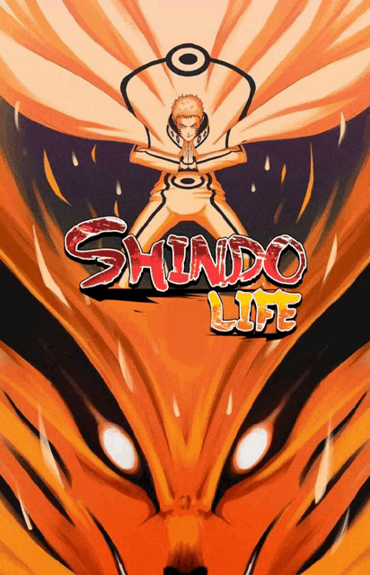 a poster for a video game called shindo life shows a man and a fox