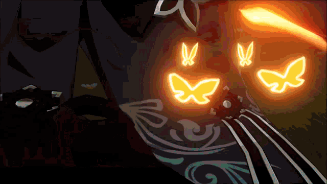 a person with glowing butterflies on their torso