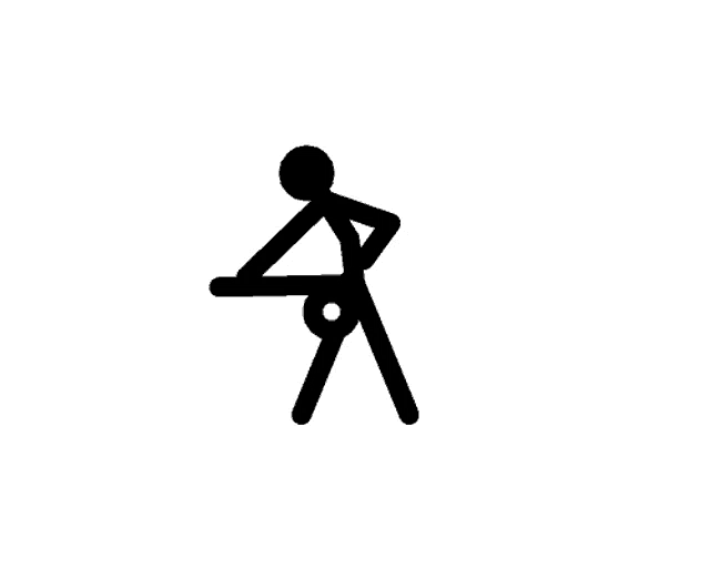 a stick figure is holding a ball in his hand .