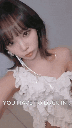 a woman in a white dress is taking a selfie with the words `` you have to lock in '' written below her .