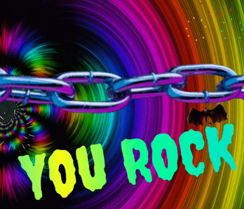 a colorful background with the words you rock written in green