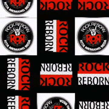 a collage of rock reborn logos on black and white backgrounds