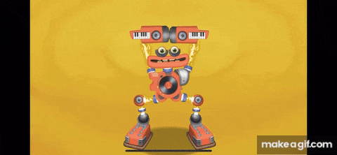 a cartoon robot with a keyboard and lightning bolts on its arms