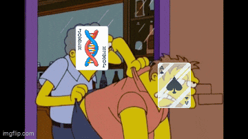 a cartoon of a man holding a card that says joker
