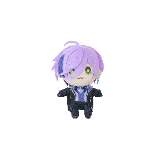 a girl with purple hair is laying on her back on a white surface .