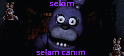 bonnie the bunny from five nights at freddy 's with the words selam selam canim on the bottom