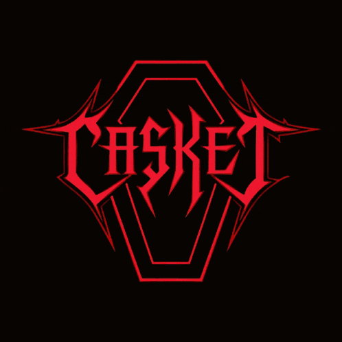 a red sign that says ' askew ' on it in a dark room