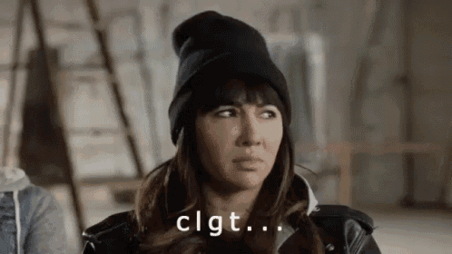 a woman wearing a beanie and a leather jacket says clgt ...
