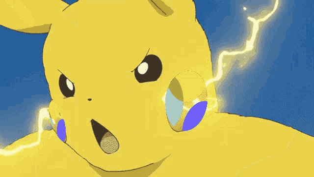 a pikachu is being struck by a lightning bolt in a cartoon