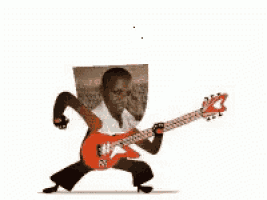 a cartoon of a person playing a guitar with birds flying around them