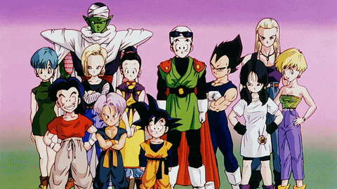 a group of dragon ball characters are posing for a photo