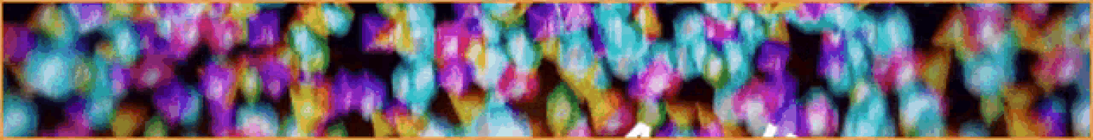 a colorful background with a purple border