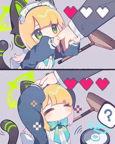 a cartoon drawing of a girl petting another girl