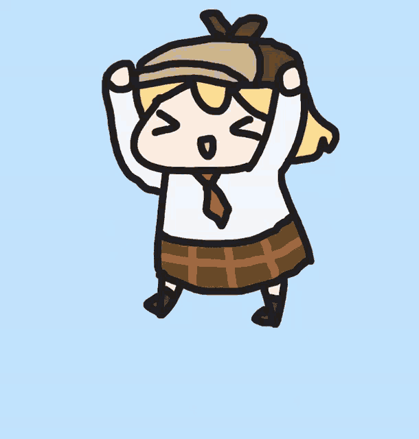 a cartoon drawing of a girl wearing a hat