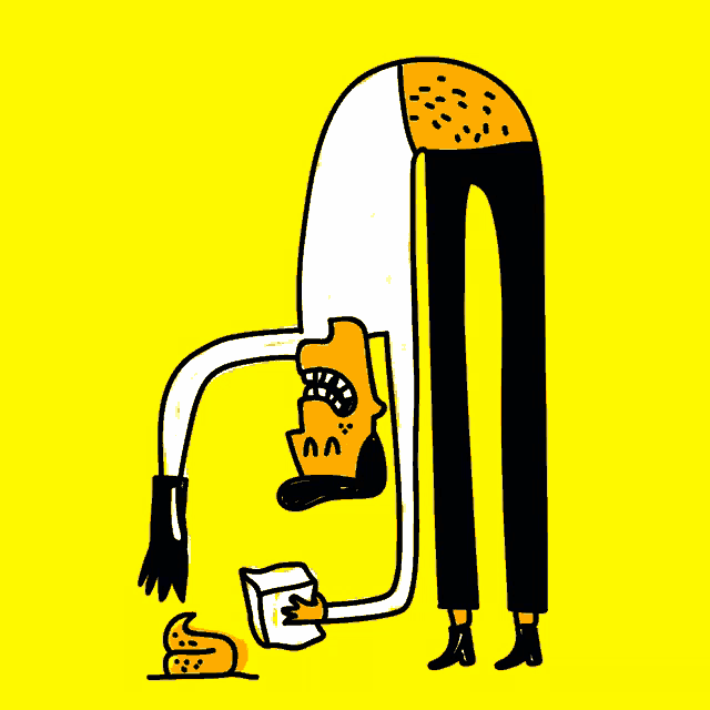 a cartoon drawing of a person with a very long neck and legs