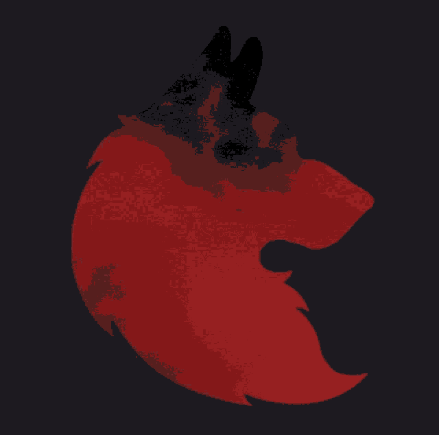 a dark background with red spots of paint