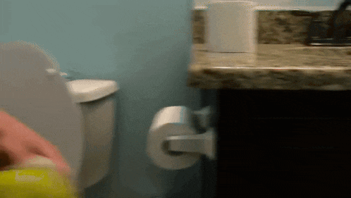 a roll of toilet paper is hanging on a bathroom wall