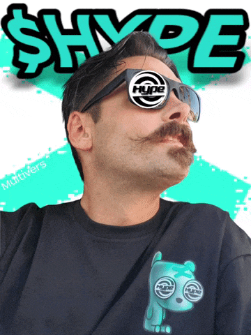 a man with a mustache wearing sunglasses that say hype on them