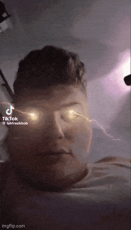 a man with a lightning bolt coming out of his eyes